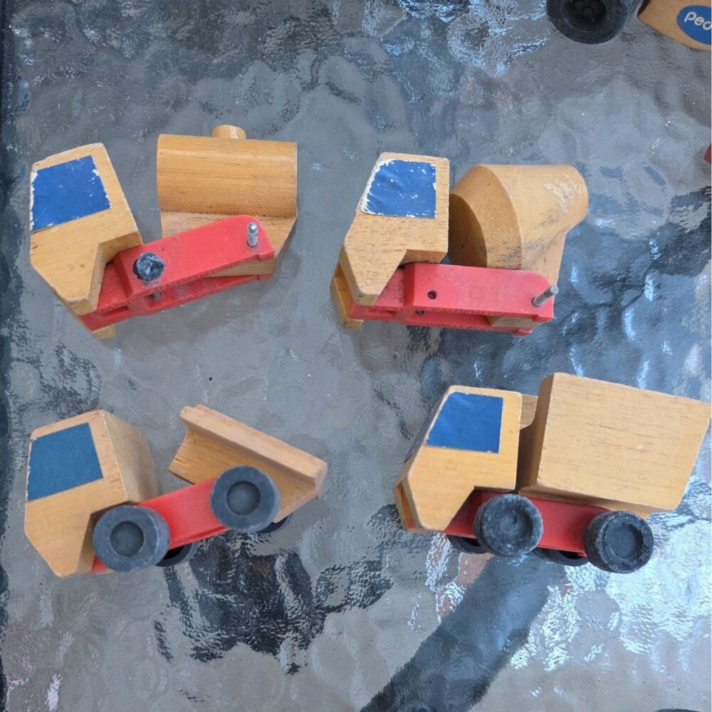 1971- Vintage Retro Mattel Wooden Trucks Putt Putt Toys 4 Trucks